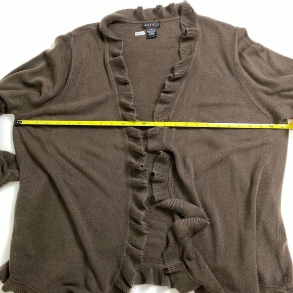 EVIE Ruffle Cardigan Brown 3X - Picture 4 of 5